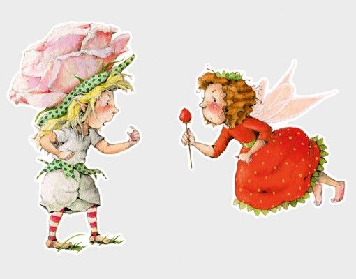 Muurstickers No.678 Little Strawberry Strawberry Fairy - Pink Rose