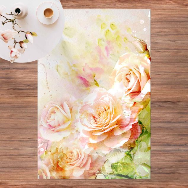 tapijt modern Watercolour Rose Composition