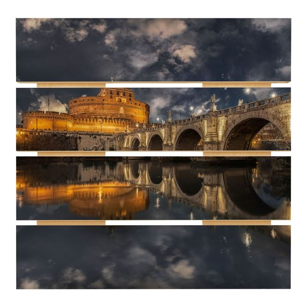 Houten schilderijen op plank Ponte Sant'Angelo In Rome