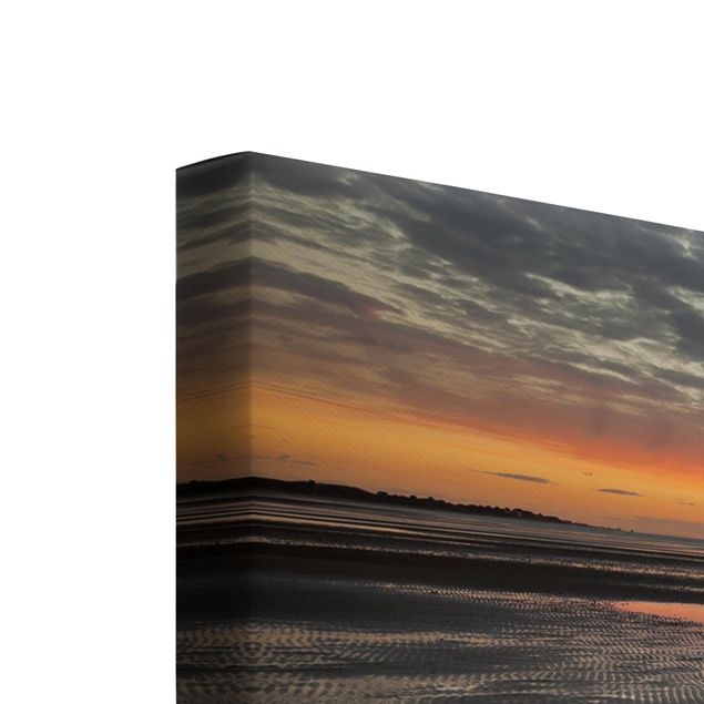 Canvas schilderijen - 3-delig Sunrise Over The Mudflat