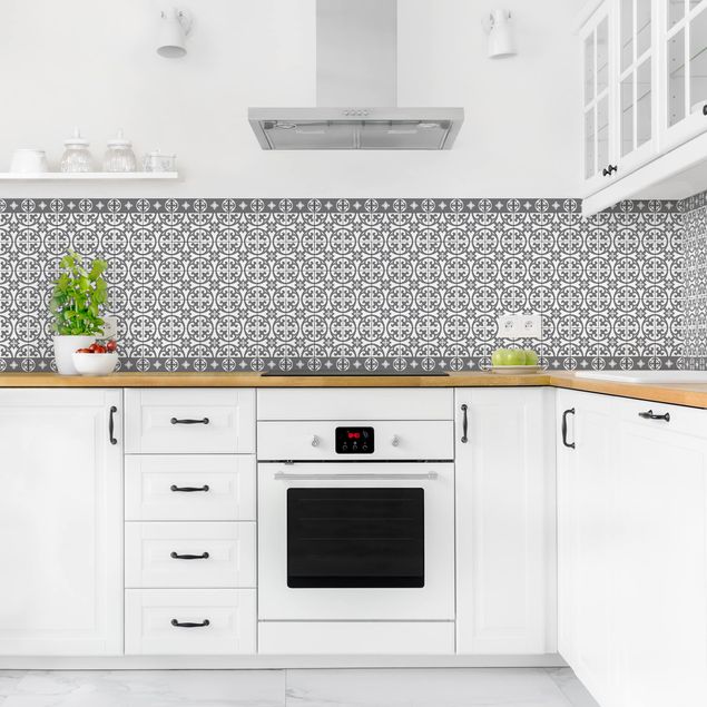 Achterwand voor keuken tegelmotief Geometrical Tile Mix Circles Grey