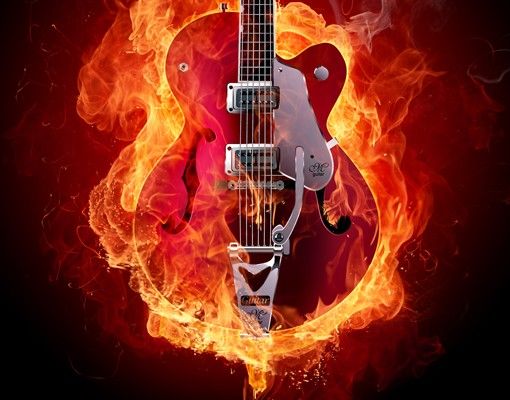 Wastafelonderkasten Guitar In Flames