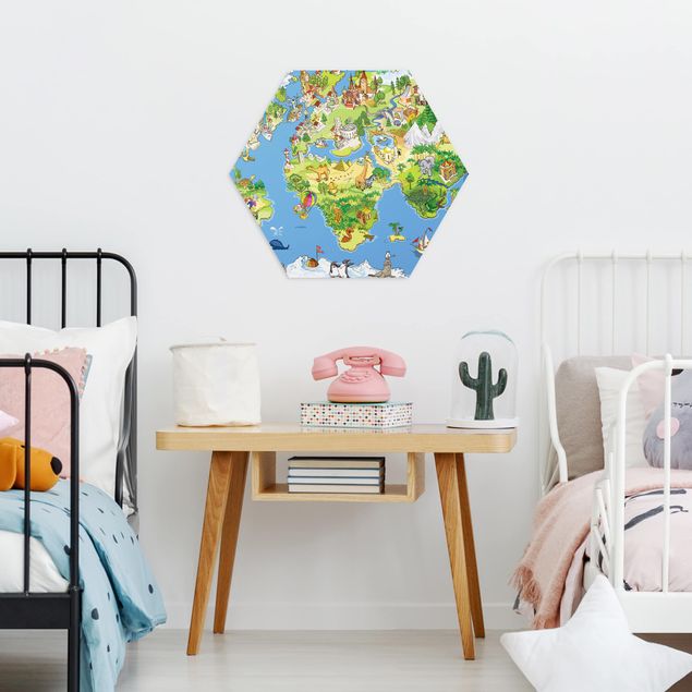 Hexagons Forex schilderijen Great and Funny Worldmap
