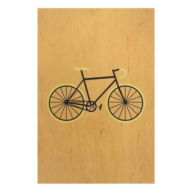 Houten schilderijen Bicycle In Yellow