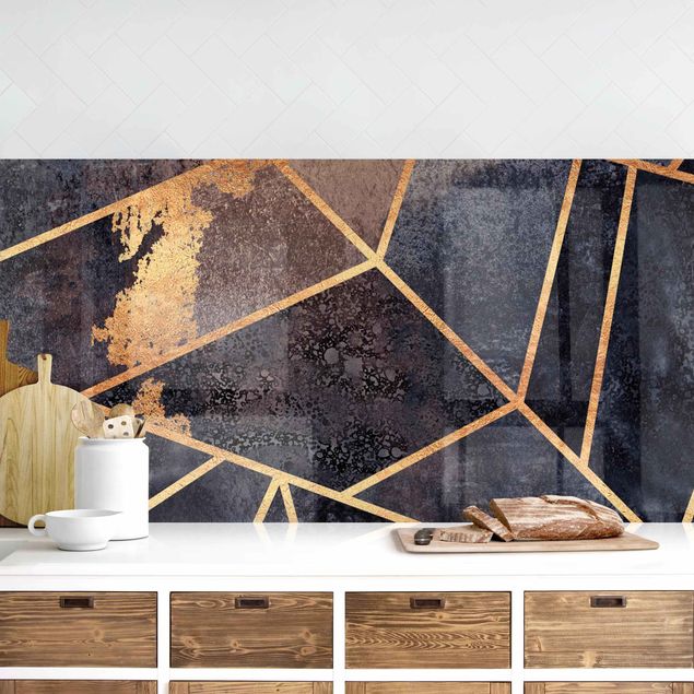 Achterwand voor keuken patroon Onyx With Gold