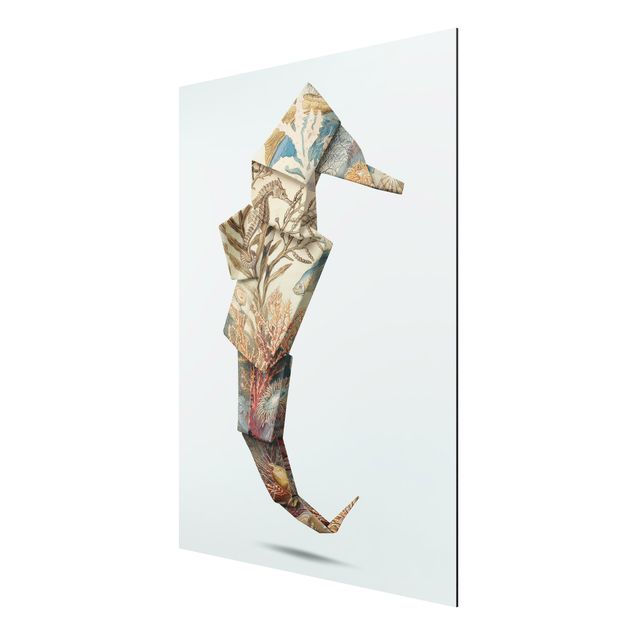 Aluminium Dibond schilderijen Origami Seahorse