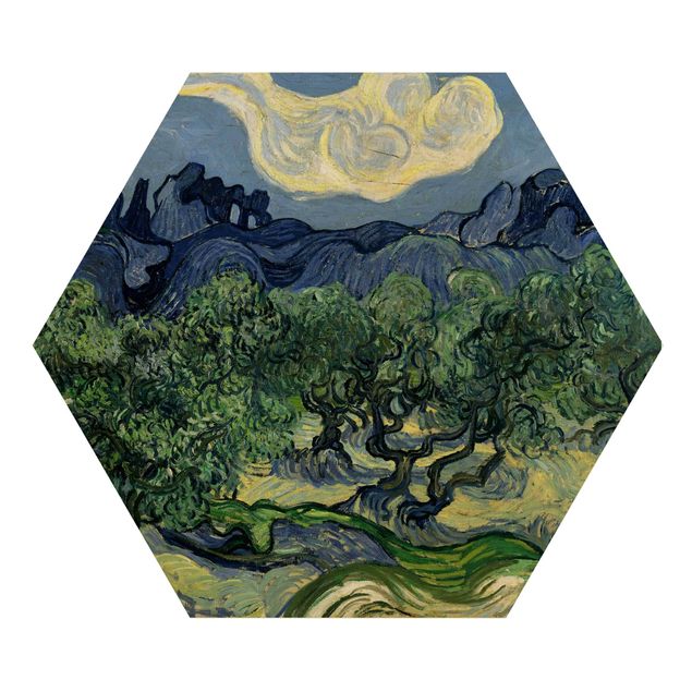 Hexagons houten schilderijen Vincent Van Gogh - Olive Trees