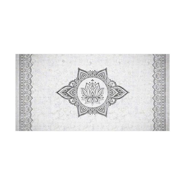 Vloerkleden grijs Mandala Lotus Concrete Look