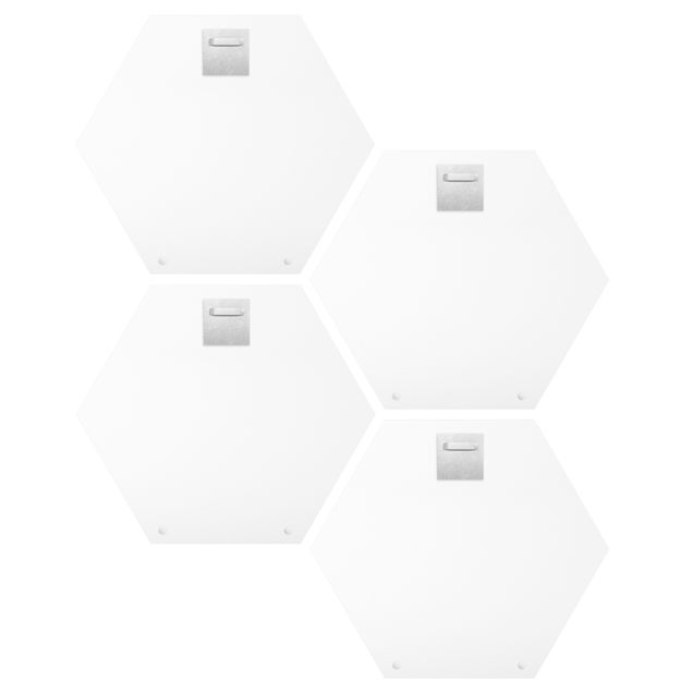 Hexagons Aluminium Dibond schilderijen - 4-delig Letters LOVE White Set II