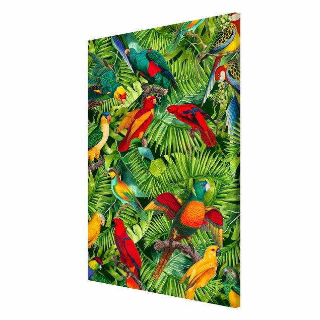 Magneetborden Colourful Collage - Parrots In The Jungle