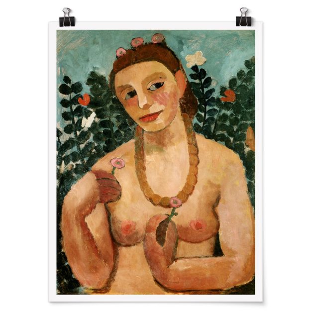 Posters Paula Modersohn-Becker - Self Portrait with Amber Necklace