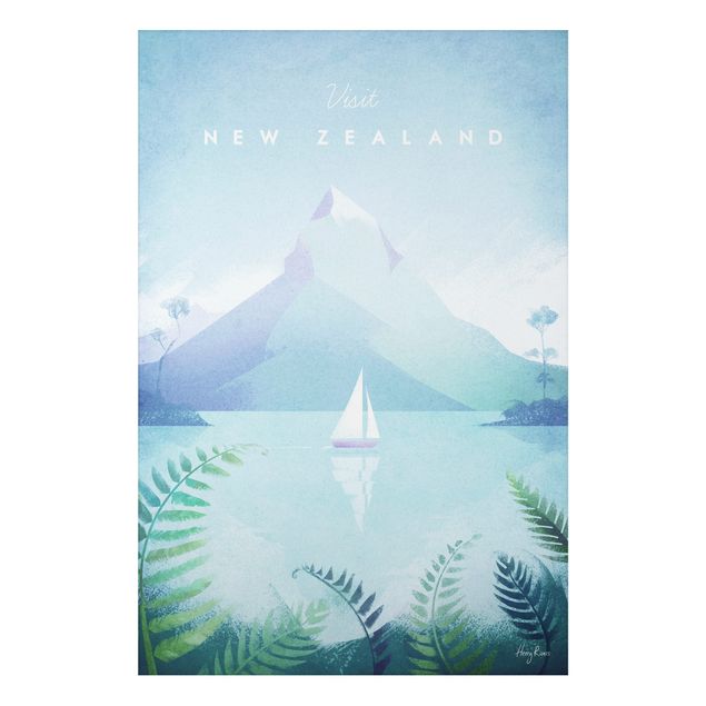 Aluminium Dibond schilderijen Travel Poster - New Zealand