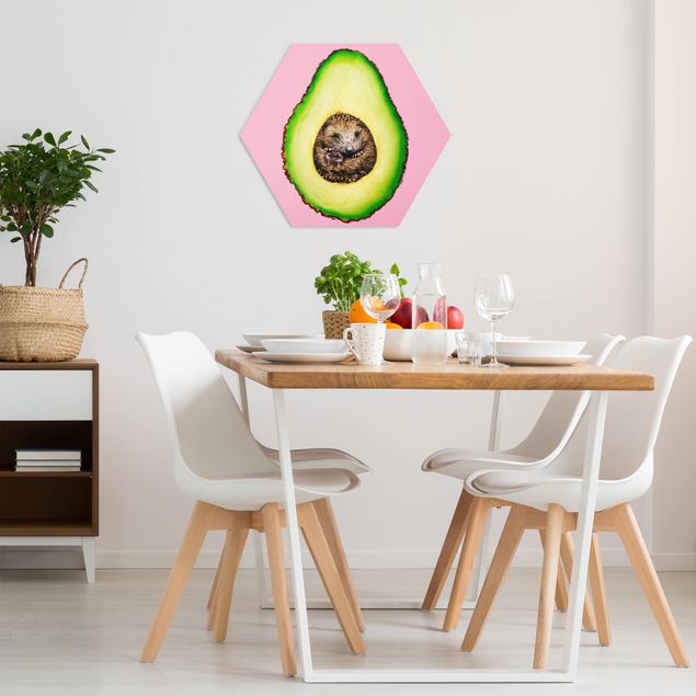 Hexagons Forex schilderijen Avocado With Hedgehog