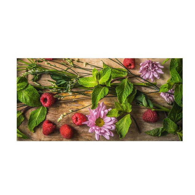 Vloerkleden groen Flowers Raspberries Mint