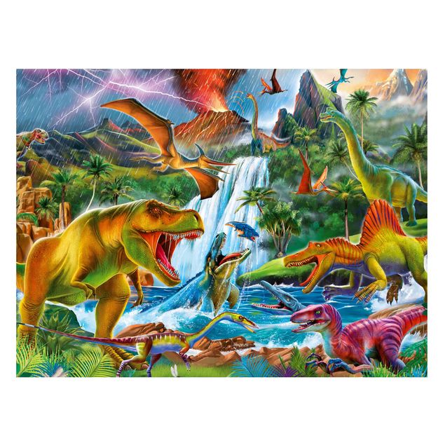Magneetborden Dinosaurs In A Prehistoric Storm