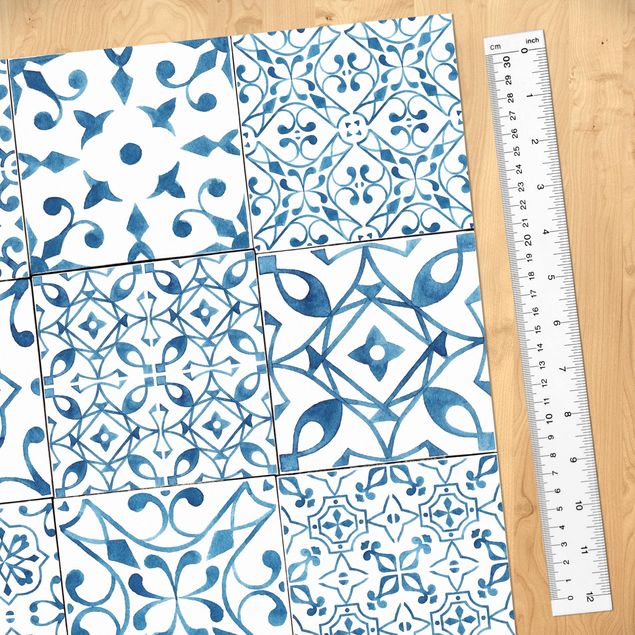 Meubelfolien Patterned Tiles Blue White