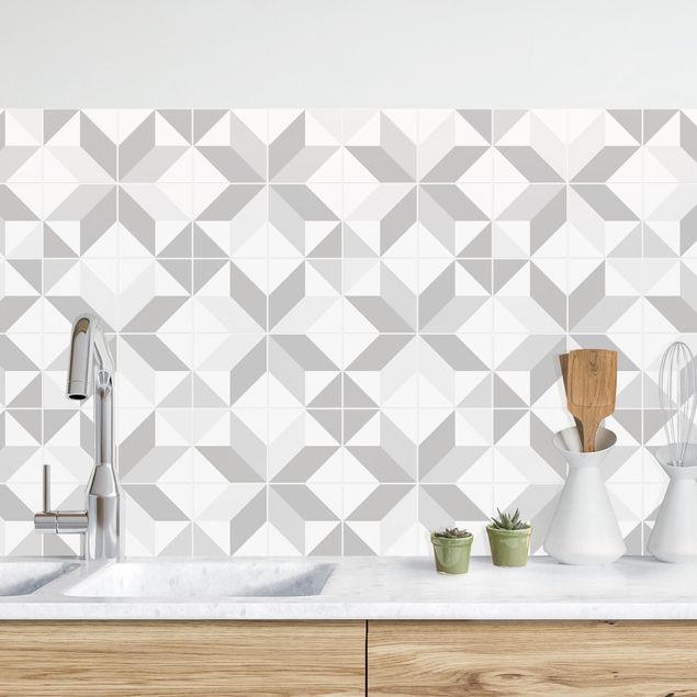 Achterwand voor keuken patroon Star Shaped Tiles - Grey