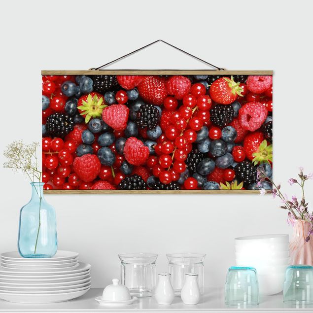 Stoffen schilderij met posterlijst Fruity Berries