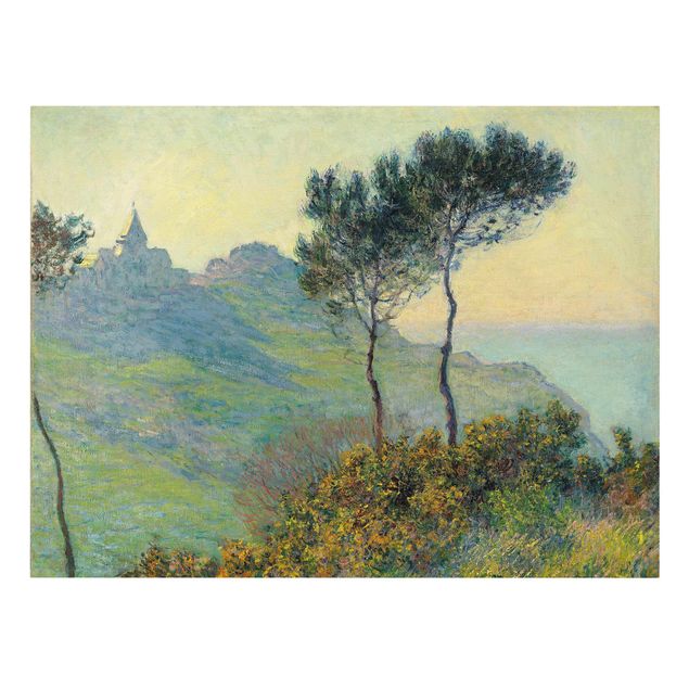 Canvas schilderijen Claude Monet - The Church Of Varengeville At Evening Sun