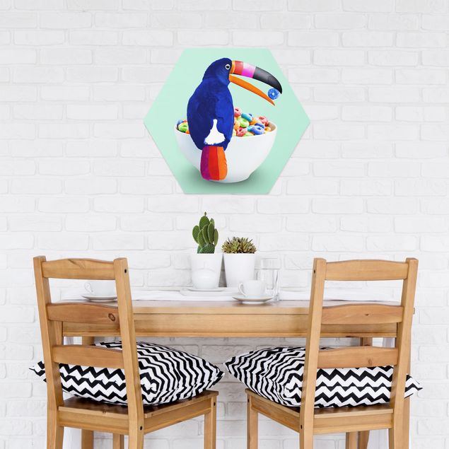 Hexagons Forex schilderijen Breakfast With Toucan