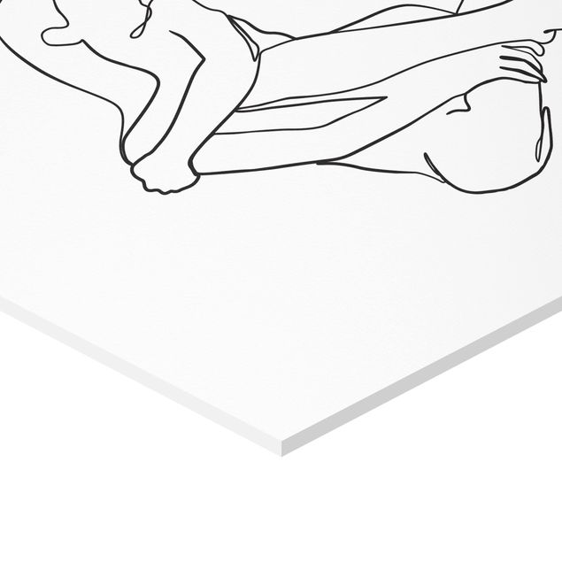 Hexagons Forex schilderijen Line Art Woman Nude Black And White