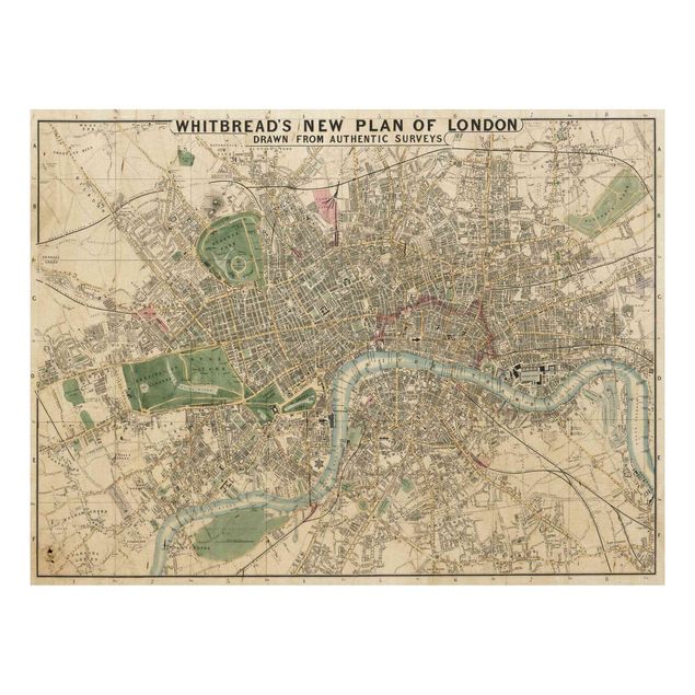 Houten schilderijen Vintage Map London