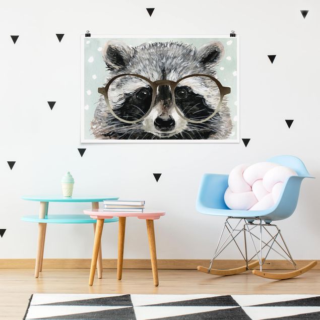 Posters Animals With Glasses - Raccoon