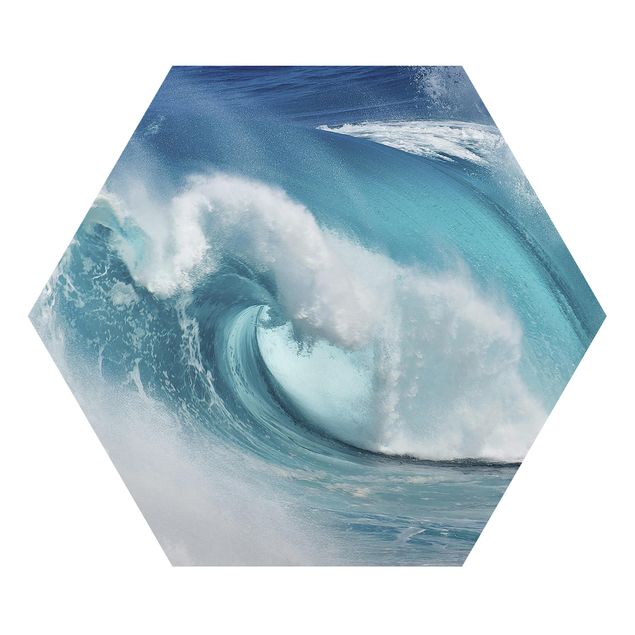 Hexagons Aluminium Dibond schilderijen Raging Waves