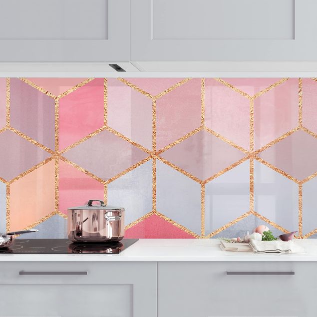 Achterwand voor keuken patroon Colourful Pastel Golden Geometrie
