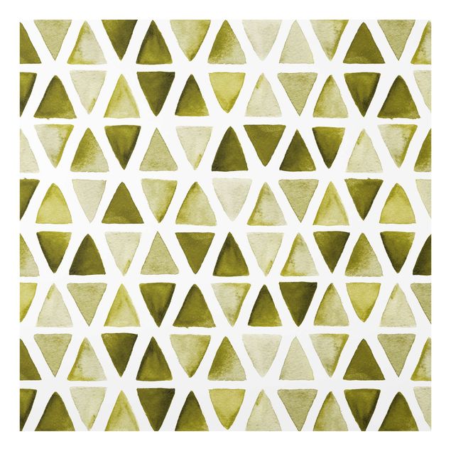 Spatscherm keuken Olive Coloured Watercolour Triangles