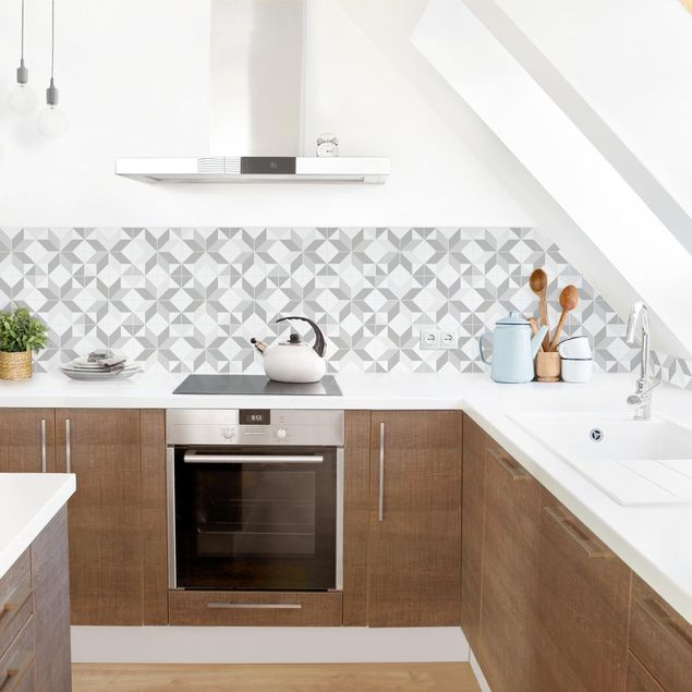 Achterwand voor keuken tegelmotief Star Shaped Tiles - Grey