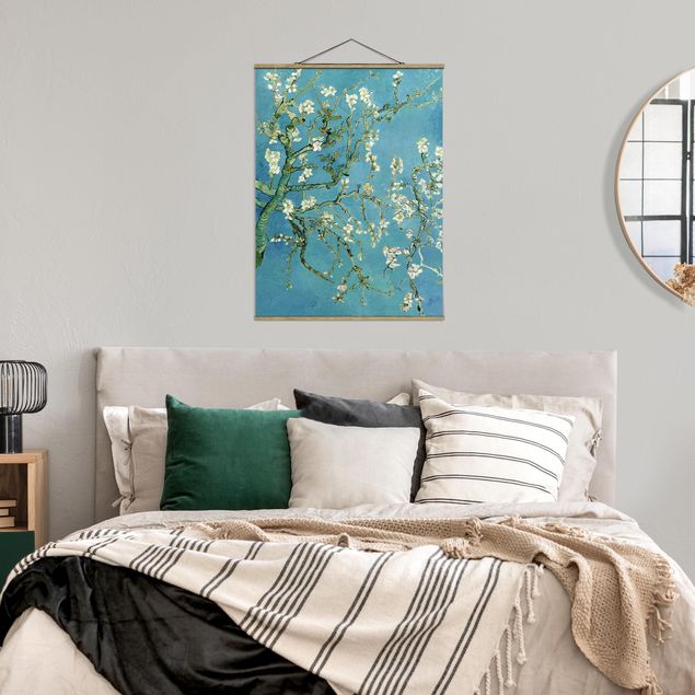 Stoffen schilderij met posterlijst Vincent Van Gogh - Almond Blossoms