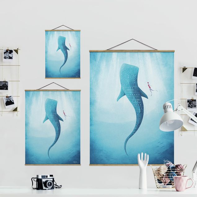Stoffen schilderij met posterlijst The Whale Shark