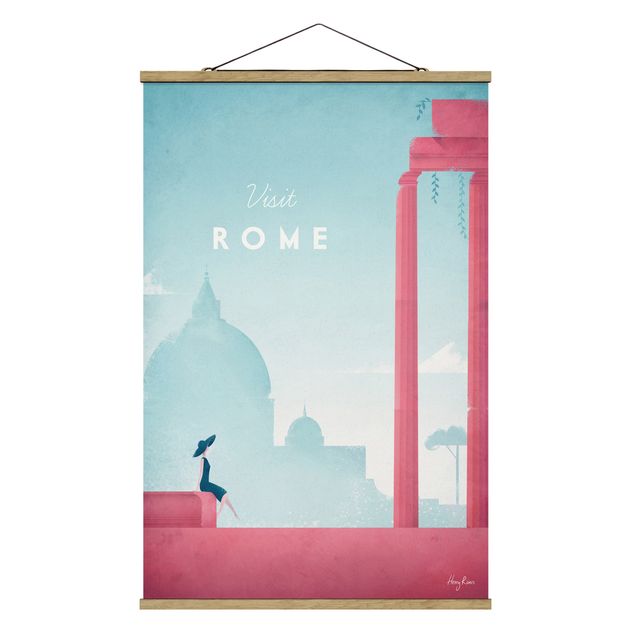 Stoffen schilderij met posterlijst Travel Poster - Rome
