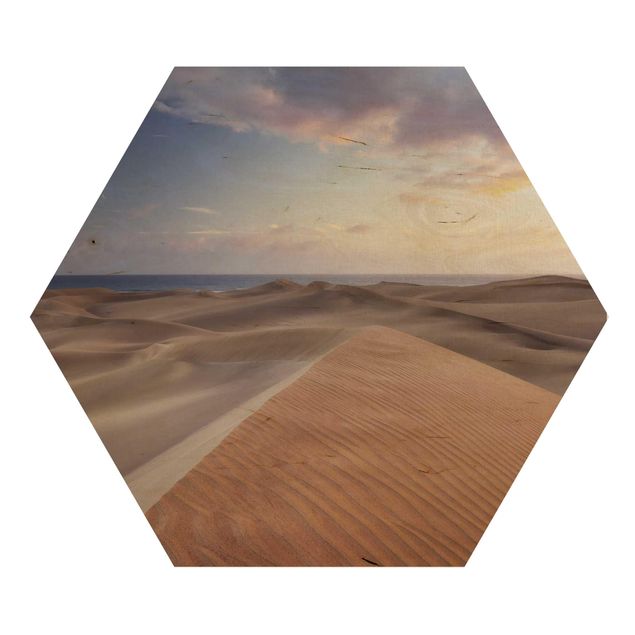 Hexagons houten schilderijen View Of Dunes