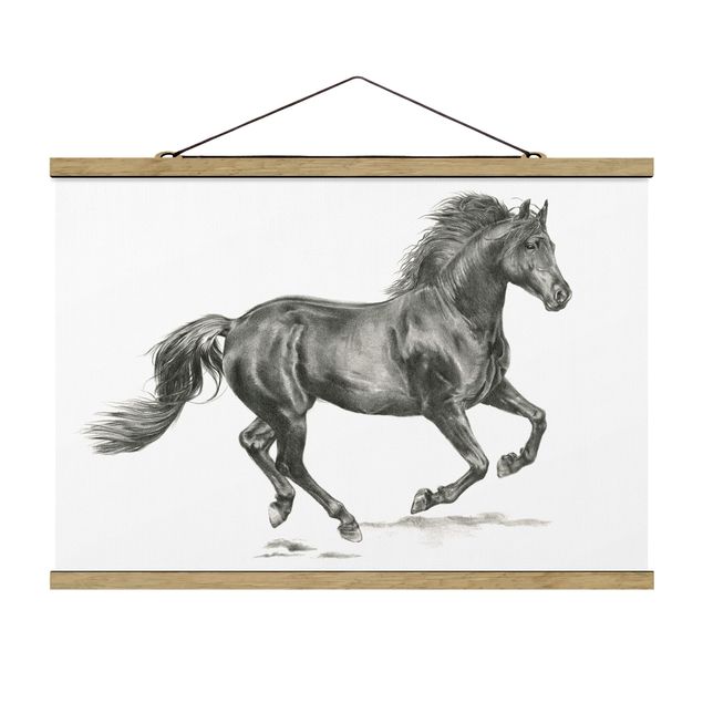 Stoffen schilderij met posterlijst Wild Horse Trial - Stallion