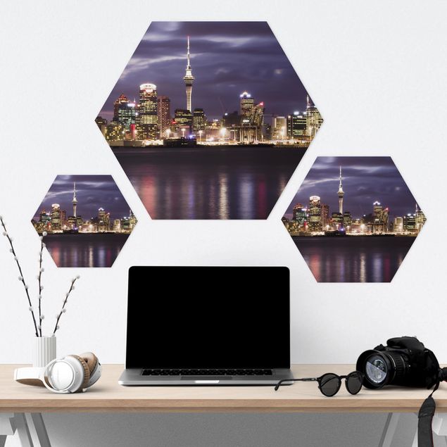Hexagons Aluminium Dibond schilderijen Auckland At Night