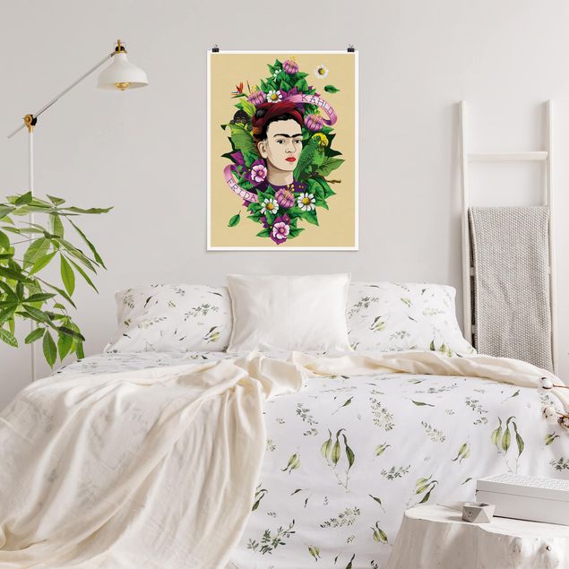 Posters Frida Kahlo - Frida, Monkey And Parrot