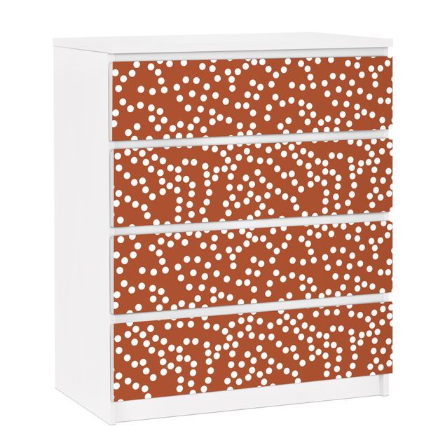 Meubelfolie IKEA Malm Ladekast Aboriginal Dot Pattern Brown
