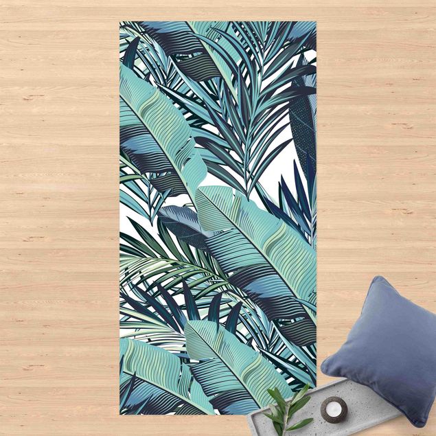 lopers Turquoise Leaves Jungle Pattern