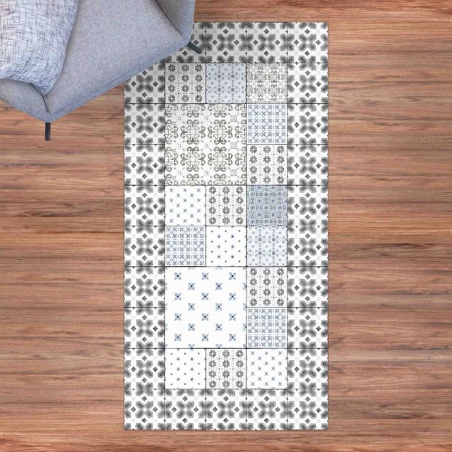 loper vloerkleed Moroccan Tiles Combination Rabat With Tile Frame
