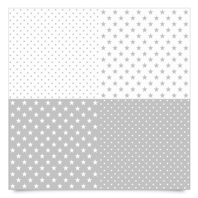 Meubelfolien Grey White Stars And Dots In 4 Variations