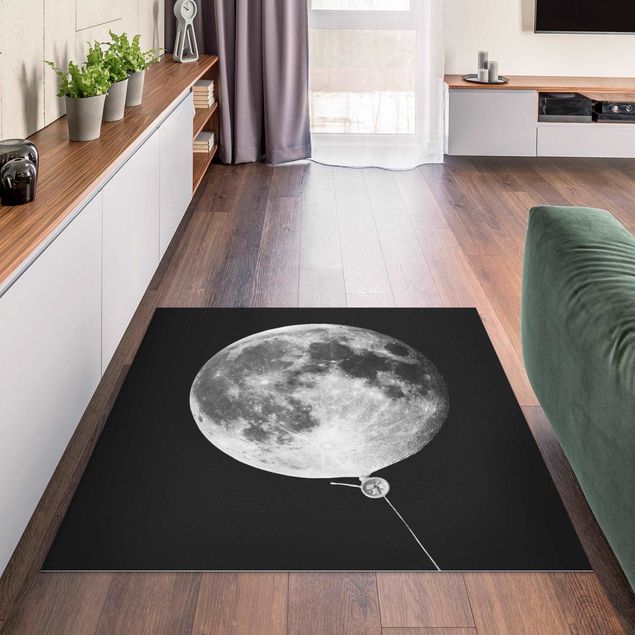 Vloerkleed zwart Balloon With Moon