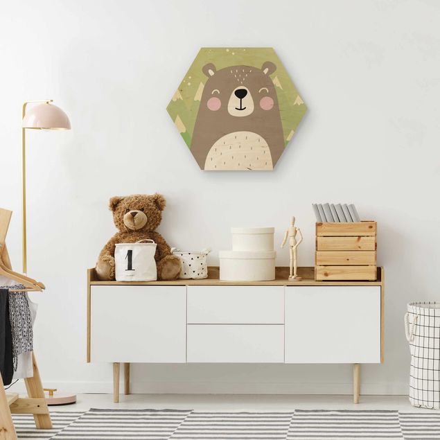 Hexagons houten schilderijen Little bear
