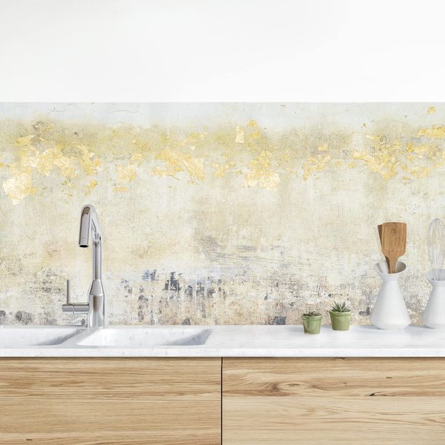 Achterwand voor keuken patroon Golden Colour Fields I