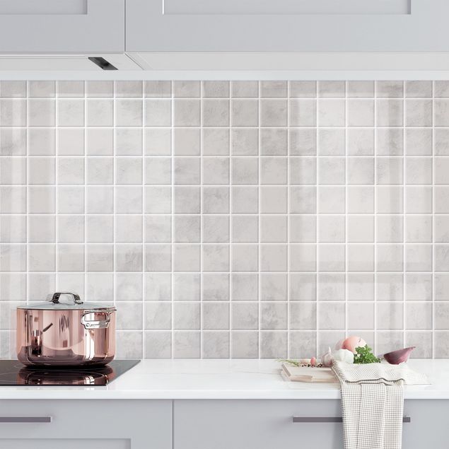 Achterwand voor keuken tegelmotief Mosaic Concrete Tiles - Light Grey