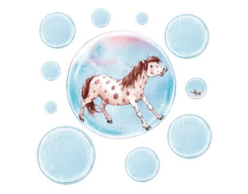 Muurstickers paard Bubble Pony