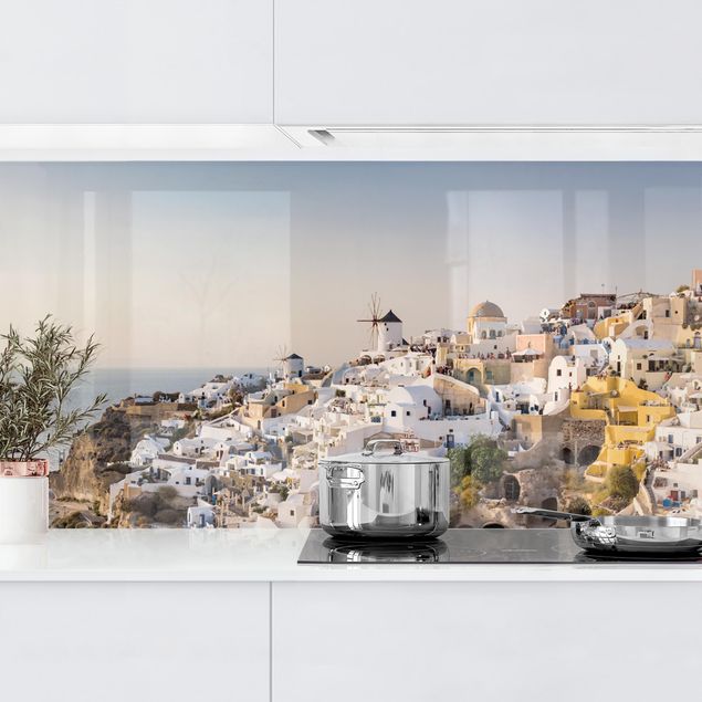 Achterwand voor keuken steden en skylines Oia Panorama