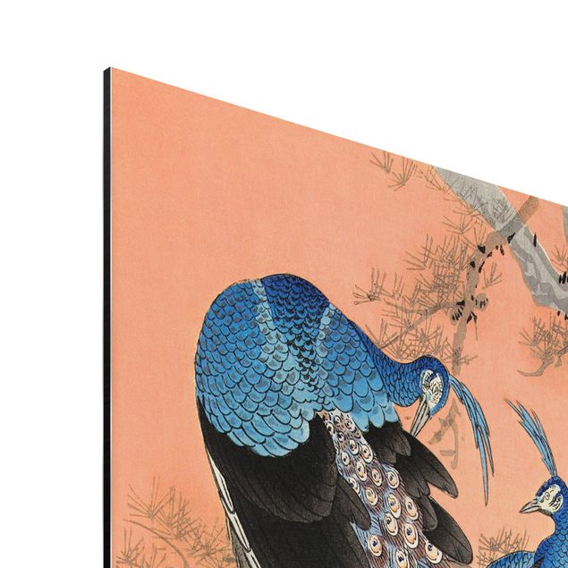 Aluminium Dibond schilderijen Vintage Illustration Asian Peacock L