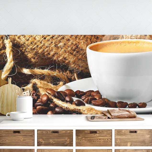 Achterwand voor keuken koffie en patisserie Morning Coffee